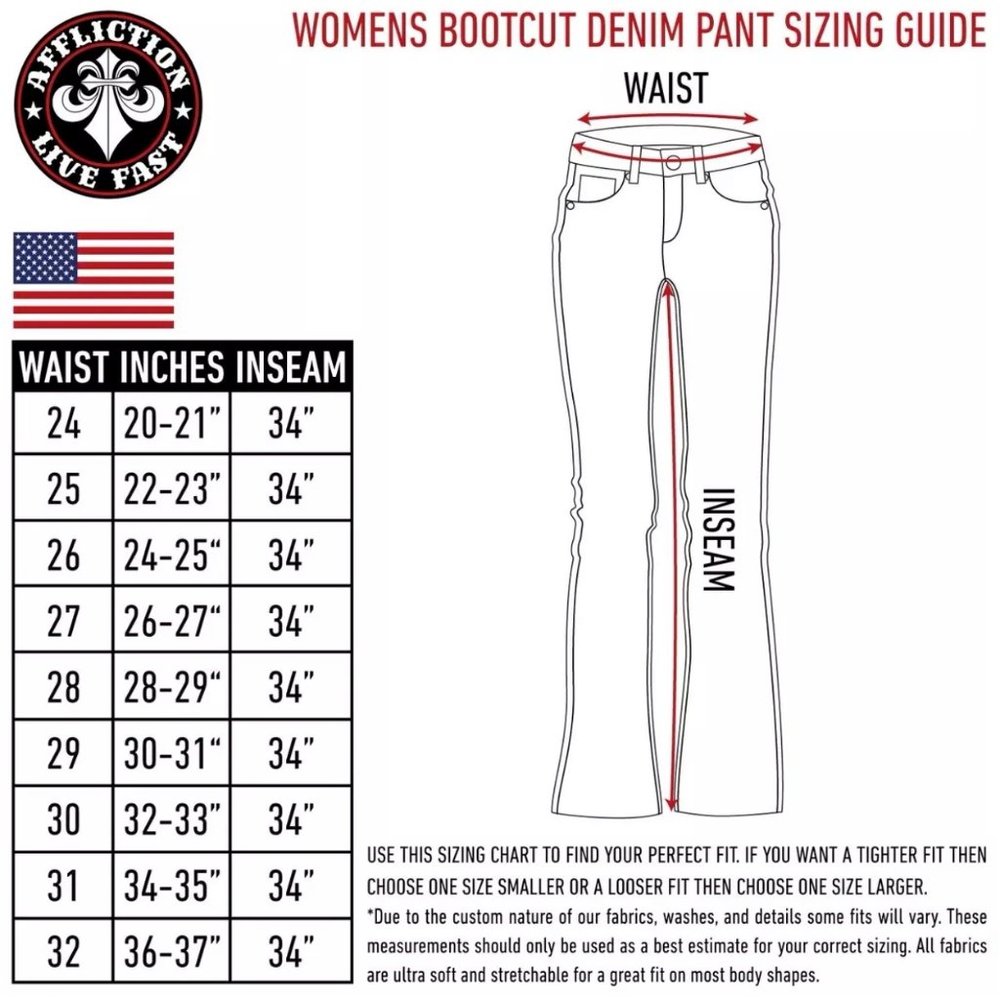 AFFLICTION Women's Denim Jeans JADE FLEUR GWEN Emb - Picture 7 of 12